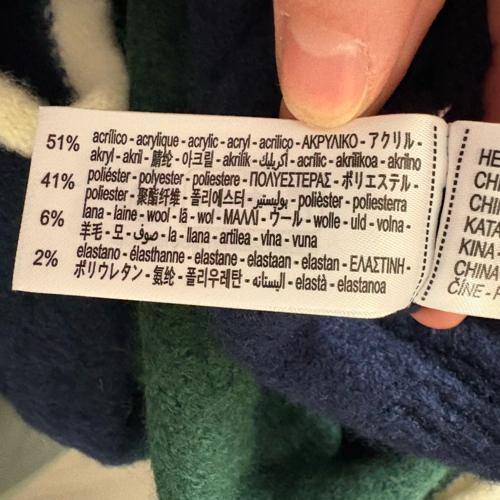 Zara Colorblock Navy and Forest Green Wool Crewneck Sweater - Picture 8 of 8